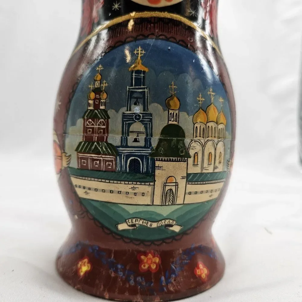 HAND PAINTED Russian Nesting Dolls Three‎ layers *DOG CHEWED